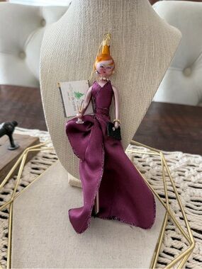 Soffieria De Carlini Fashionista In Plum Gown Ornament - New With Tags